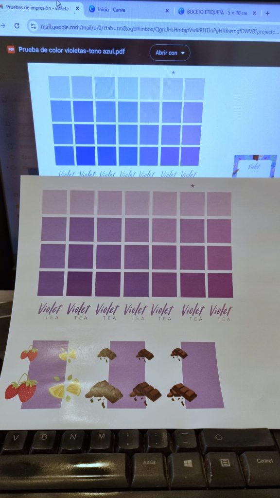 prueba de volor violet tea